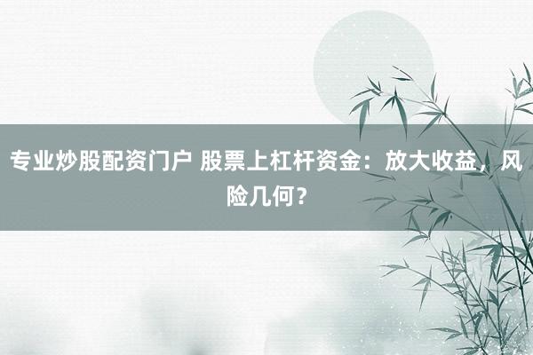 专业炒股配资门户 股票上杠杆资金：放大收益，风险几何？