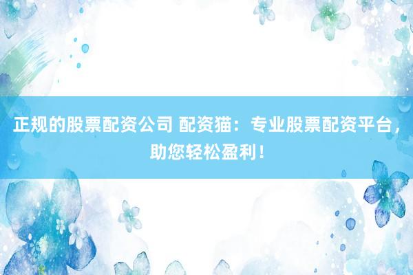 正规的股票配资公司 配资猫：专业股票配资平台，助您轻松盈利！