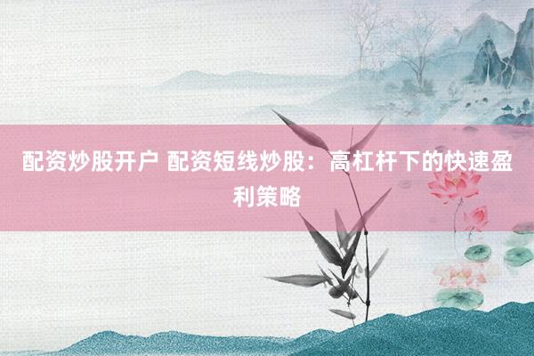 配资炒股开户 配资短线炒股：高杠杆下的快速盈利策略
