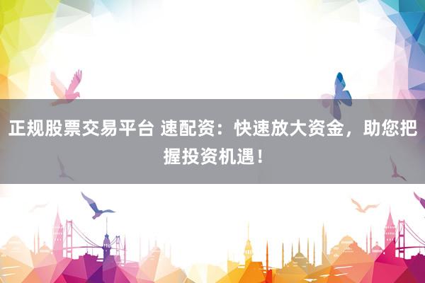 正规股票交易平台 速配资：快速放大资金，助您把握投资机遇！