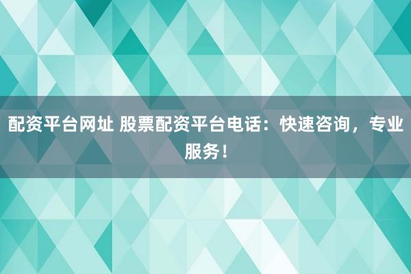 配资平台网址 股票配资平台电话：快速咨询，专业服务！
