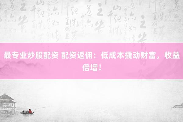 最专业炒股配资 配资返佣：低成本撬动财富，收益倍增！