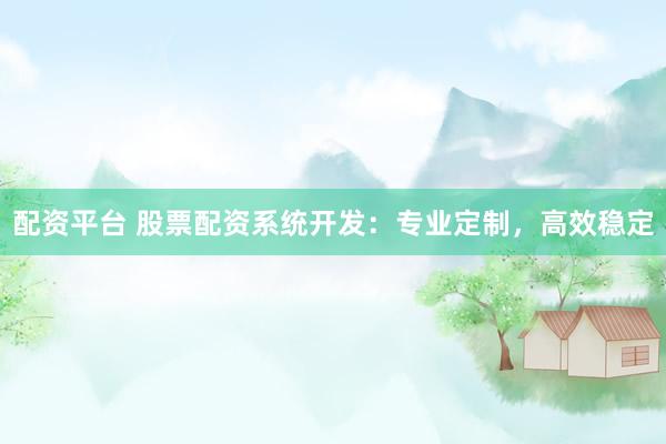 配资平台 股票配资系统开发：专业定制，高效稳定