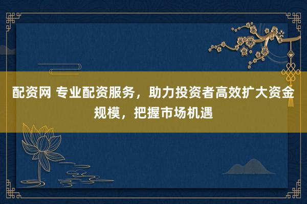 配资网 专业配资服务，助力投资者高效扩大资金规模，把握市场机遇