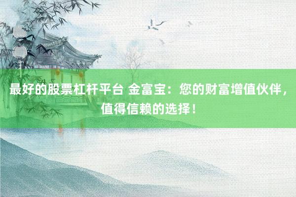 最好的股票杠杆平台 金富宝：您的财富增值伙伴，值得信赖的选择！