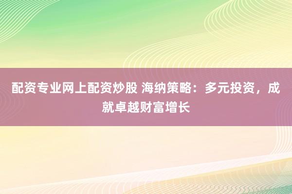 配资专业网上配资炒股 海纳策略：多元投资，成就卓越财富增长