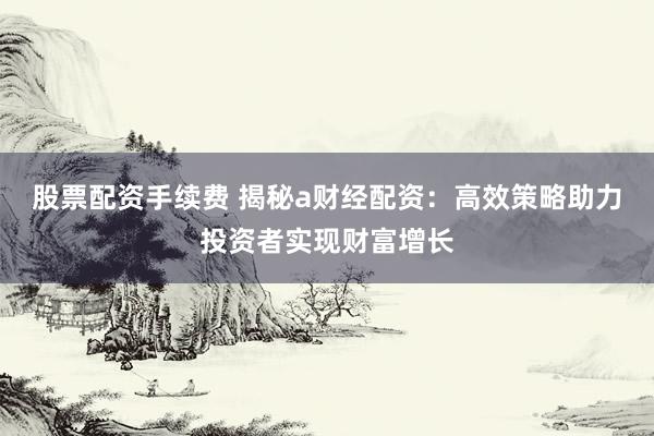 股票配资手续费 揭秘a财经配资：高效策略助力投资者实现财富增长