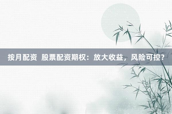 按月配资  股票配资期权:放大收益,风险可控?