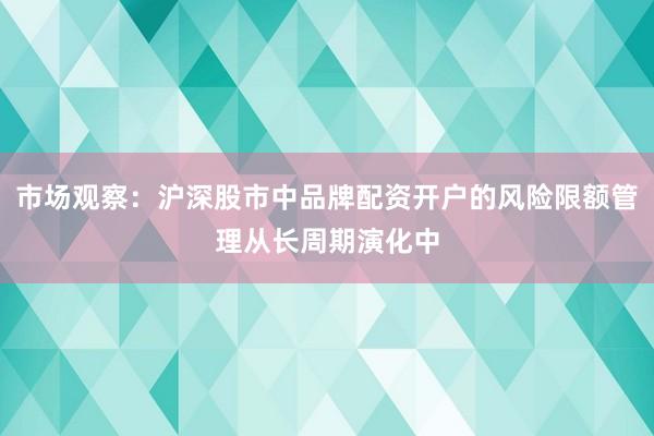 市场观察:沪深股市中品牌配资开户的风险限额管理从长周期演化中