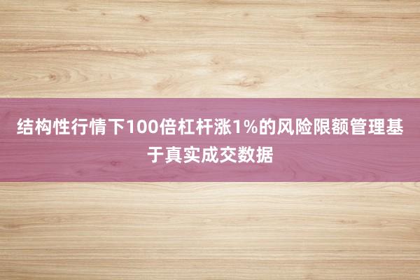 结构性行情下100倍杠杆涨1%的风险限额管理基于真实成交数据