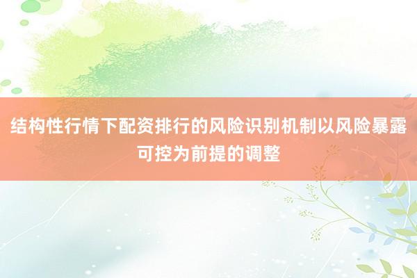 结构性行情下配资排行的风险识别机制以风险暴露可控为前提的调整