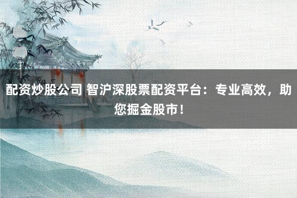配资炒股公司 智沪深股票配资平台：专业高效，助您掘金股市！