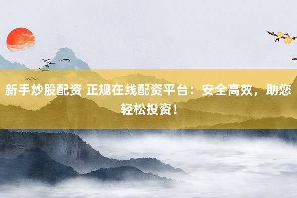 新手炒股配资 正规在线配资平台:安全高效,助您轻松投资!
