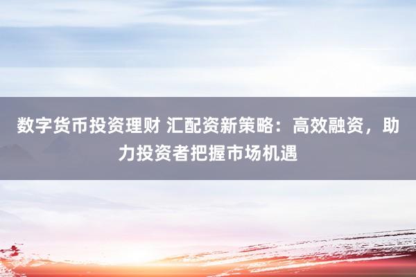数字货币投资理财 汇配资新策略：高效融资，助力投资者把握市场机遇