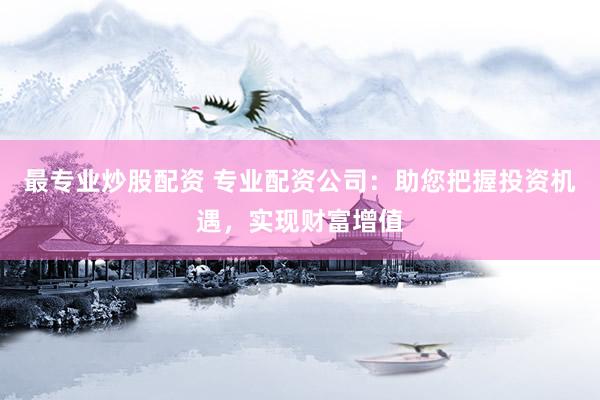 最专业炒股配资 专业配资公司：助您把握投资机遇，实现财富增值