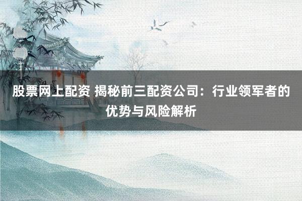 股票网上配资 揭秘前三配资公司：行业领军者的优势与风险解析