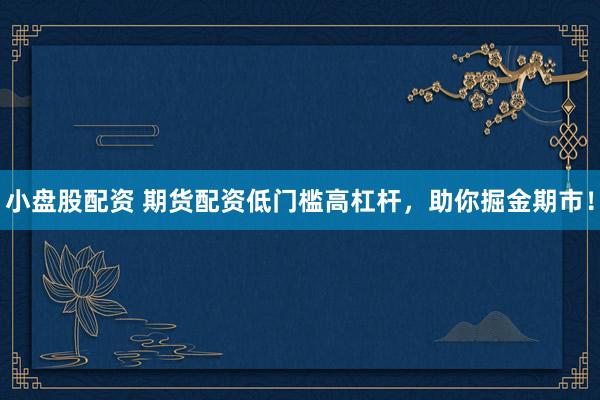 小盘股配资 期货配资低门槛高杠杆，助你掘金期市！